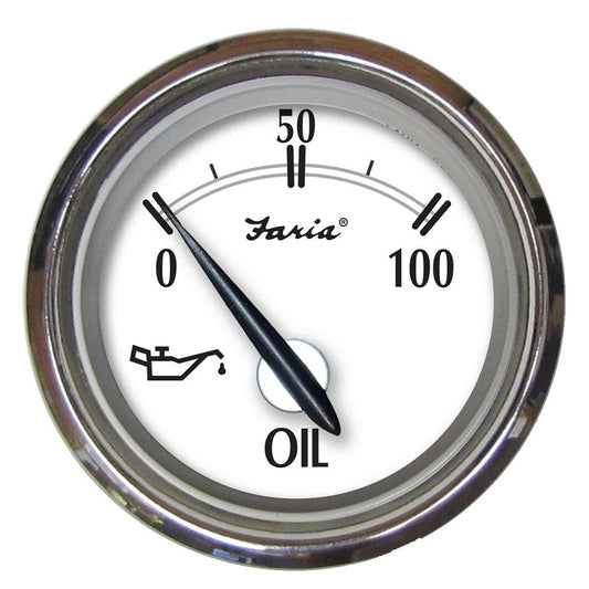 Faria Newport SS 2" Oil Pressure Gauge - 0 to 100 PSI - Boat Gear USA