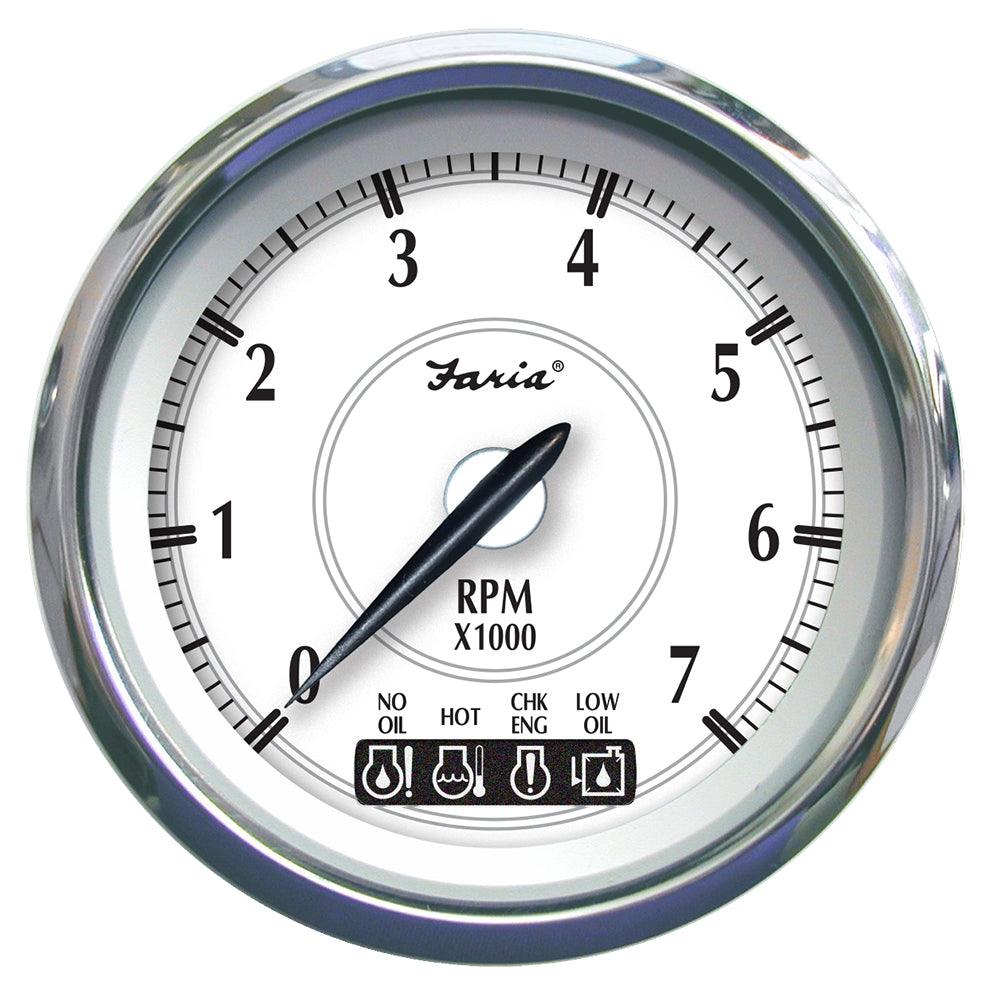 Faria Newport SS 4" Tachometer w/System Check Indicator f/Johnson/Evinrude Gas Outboard - 7000 RPM - Boat Gear USA