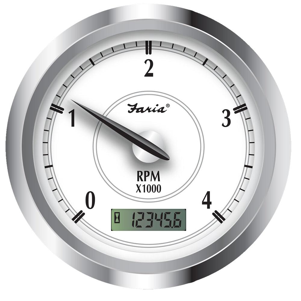 Faria Newport SS 4" Tachometer w/Hourmeter f/Diesel w/Mech Take Off - 4000 RPM - Boat Gear USA