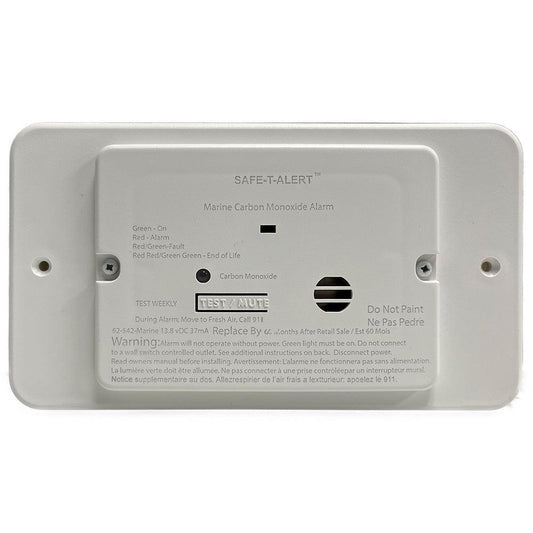 Safe-T-Alert 62 Series Marine Carbon Monoxide - White - Flush Mount - 12V w/Relay & Trim Ring - Boat Gear USA