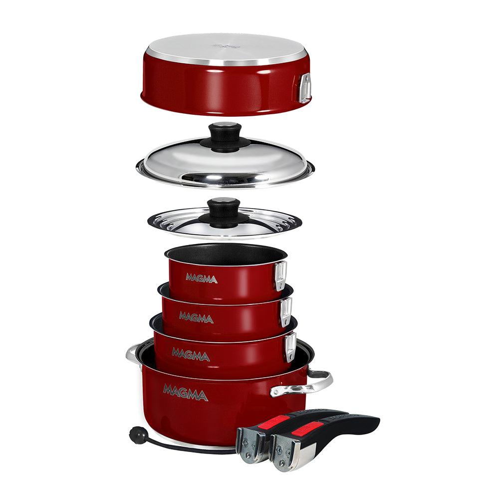 Magma Nestable 10 Piece Induction Non-Stick Enamel Finish Cookware Set - Magma Red - Boat Gear USA