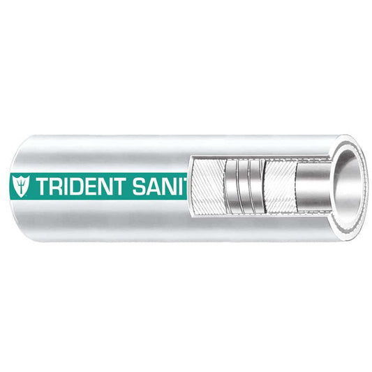 Trident Marine 1-1/2" Premium Marine Sanitation Hose - White with Green Stripe - Sold by the Foot - Boat Gear USA