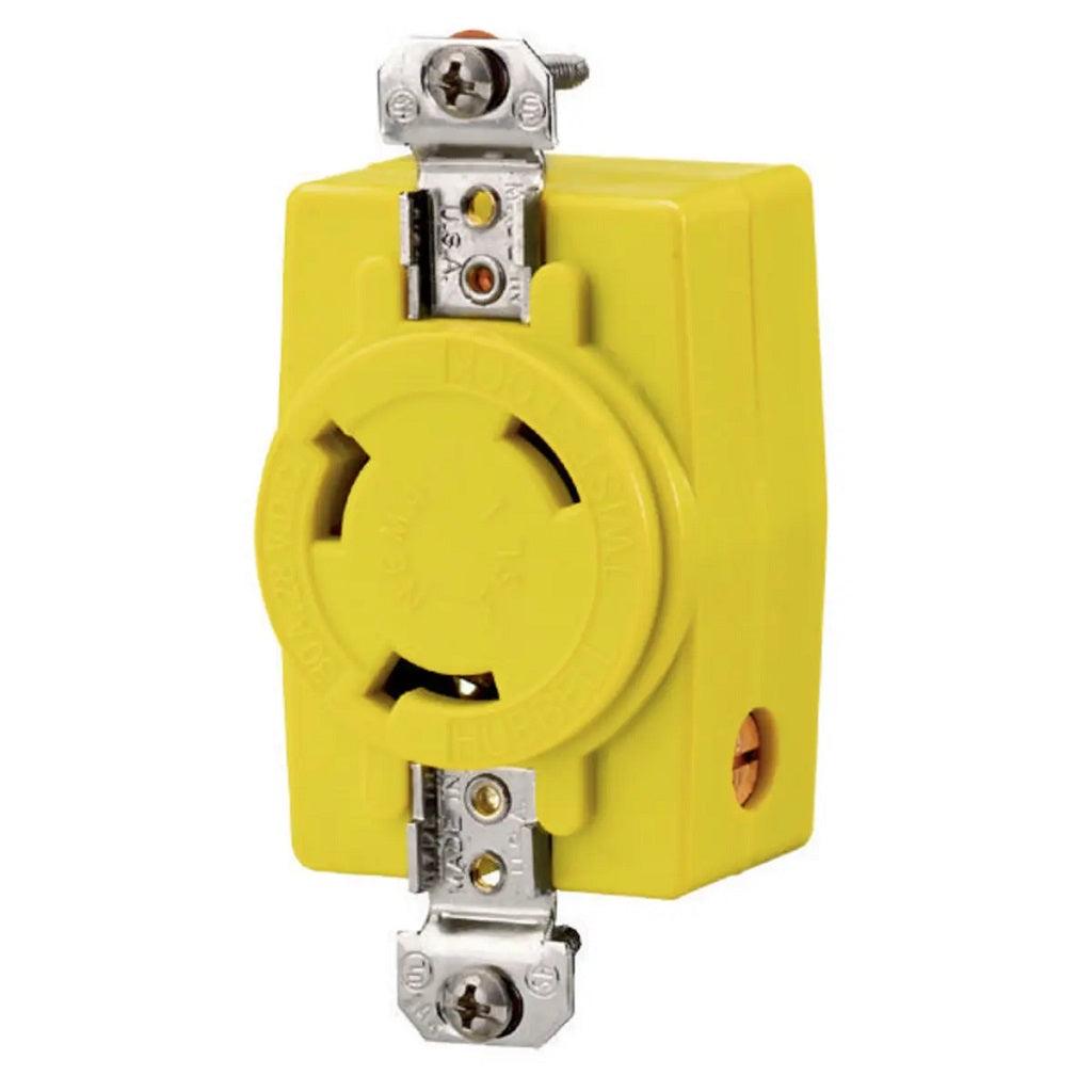 Hubbell Hbl328dcr 30a 28v Dc Locking Receptacle Yellow - Boat Gear USA
