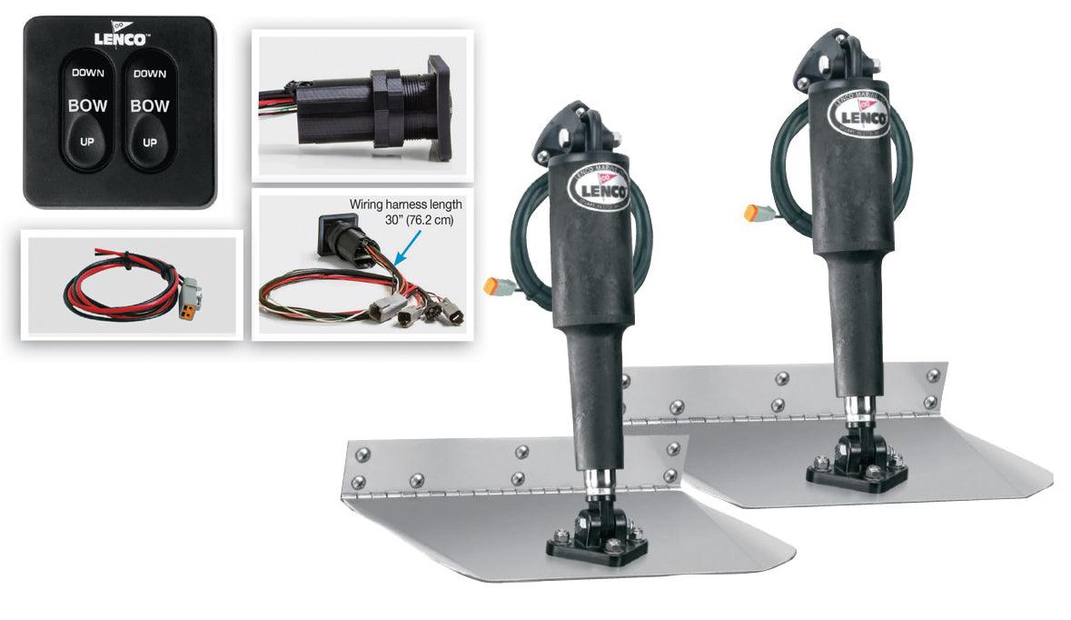 Lenco 9""x12"" Standard Mount Trim Tab Kit 12v Standard Integrated Switch - Boat Gear USA