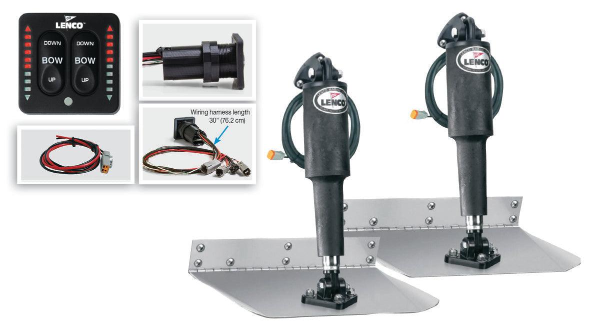 Lenco 12""x12"" Standard Mount Trim Tab Kit 12v With Led Integrated Switch - Boat Gear USA