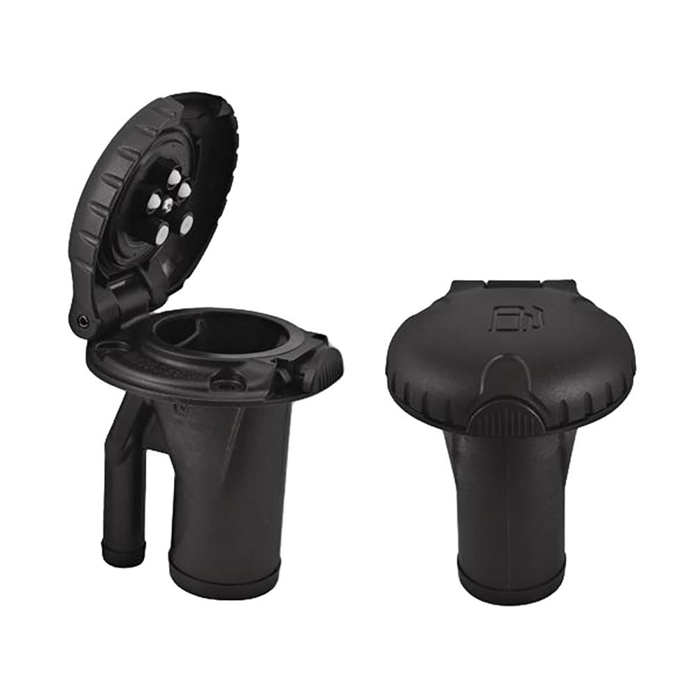 Attwood Deck Fill f/Pressure Relief Systems - Straight Body & Scalloped Black Plastic Cap - Boat Gear USA