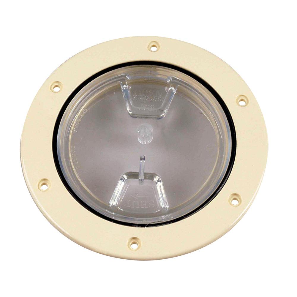 Beckson 4" Clear Center Screw-Out Deck Plate - Beige - Boat Gear USA