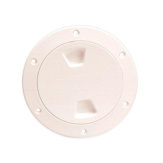 Beckson 4" Smooth Center Screw-Out Deck Plate - Beige - Boat Gear USA