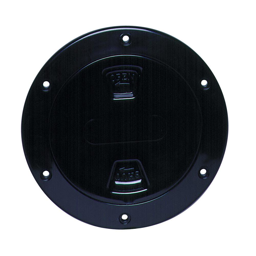 Beckson 4" Smooth Center Screw-Out Deck Plate - Black - Boat Gear USA