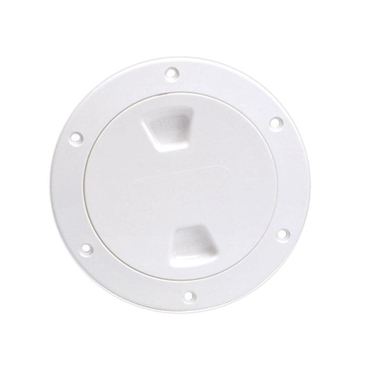 Beckson 4" Smooth Center Screw-Out Deck Plate - White - Boat Gear USA