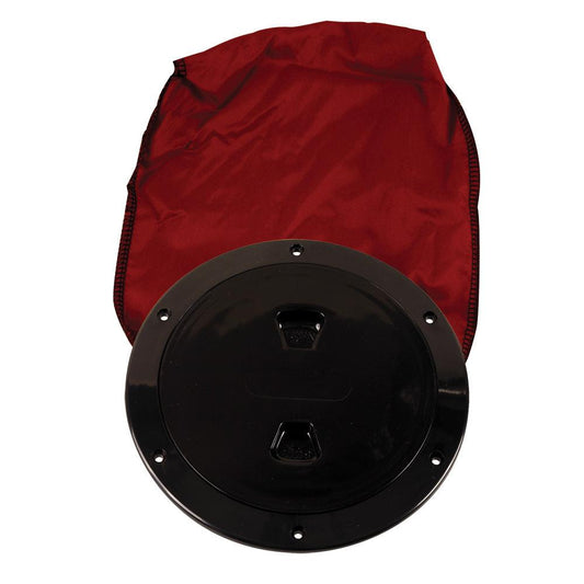 Beckson 6" Stow-Away Deck Plate - Black w/12" Bag - Boat Gear USA