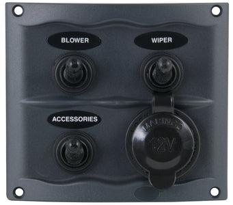 Bep 900-3wps 3 Gang Switch Panel With Accessory Plug - Boat Gear USA