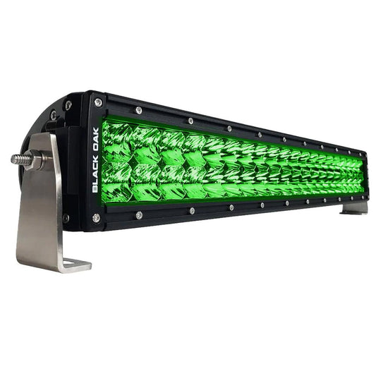 Black Oak Curved Double Row Combo Green Hog Hunting 20" Light Bar - Black - Boat Gear USA