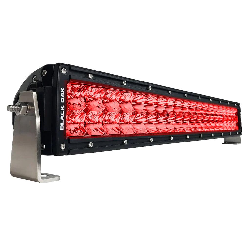 Black Oak Curved Double Row Combo Red Predator Hunting 20" Light Bar - Black - Boat Gear USA