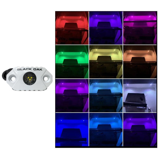 Black Oak Rock Accent Light - RGB - White Housing - Boat Gear USA