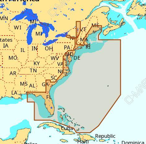 C-MAP NA-M022 Max Wide microSD East Coast And Bahamas - Boat Gear USA