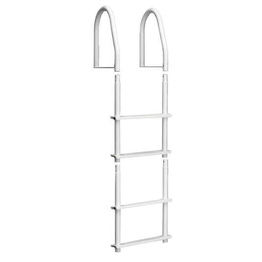 Dock Edge Fixed 4 Step Ladder Bright White Galvalume - Boat Gear USA