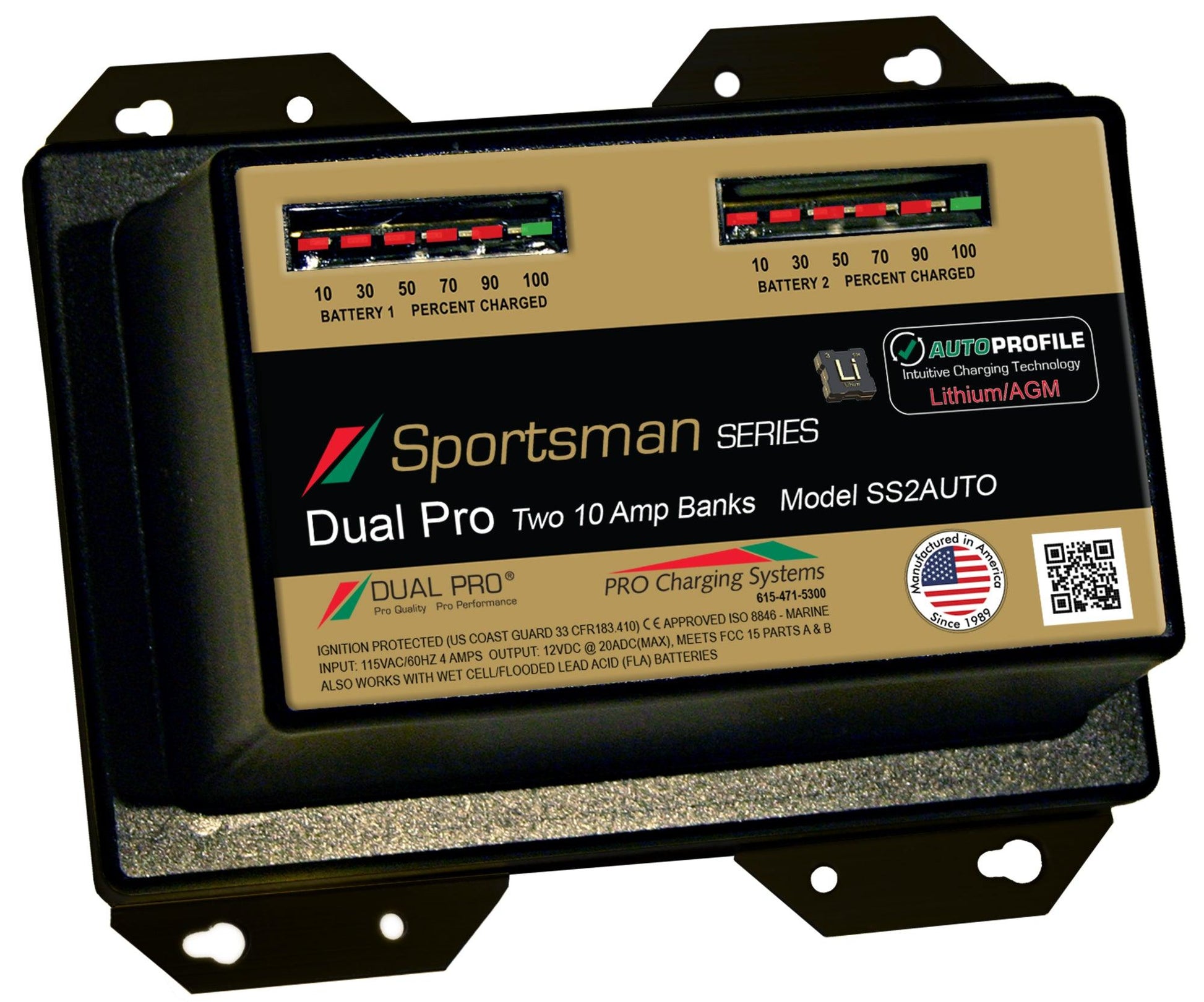 Dual Pro Ss2auto Battery Charger, Auto Profile 2 Bank 20 Amps - Boat Gear USA