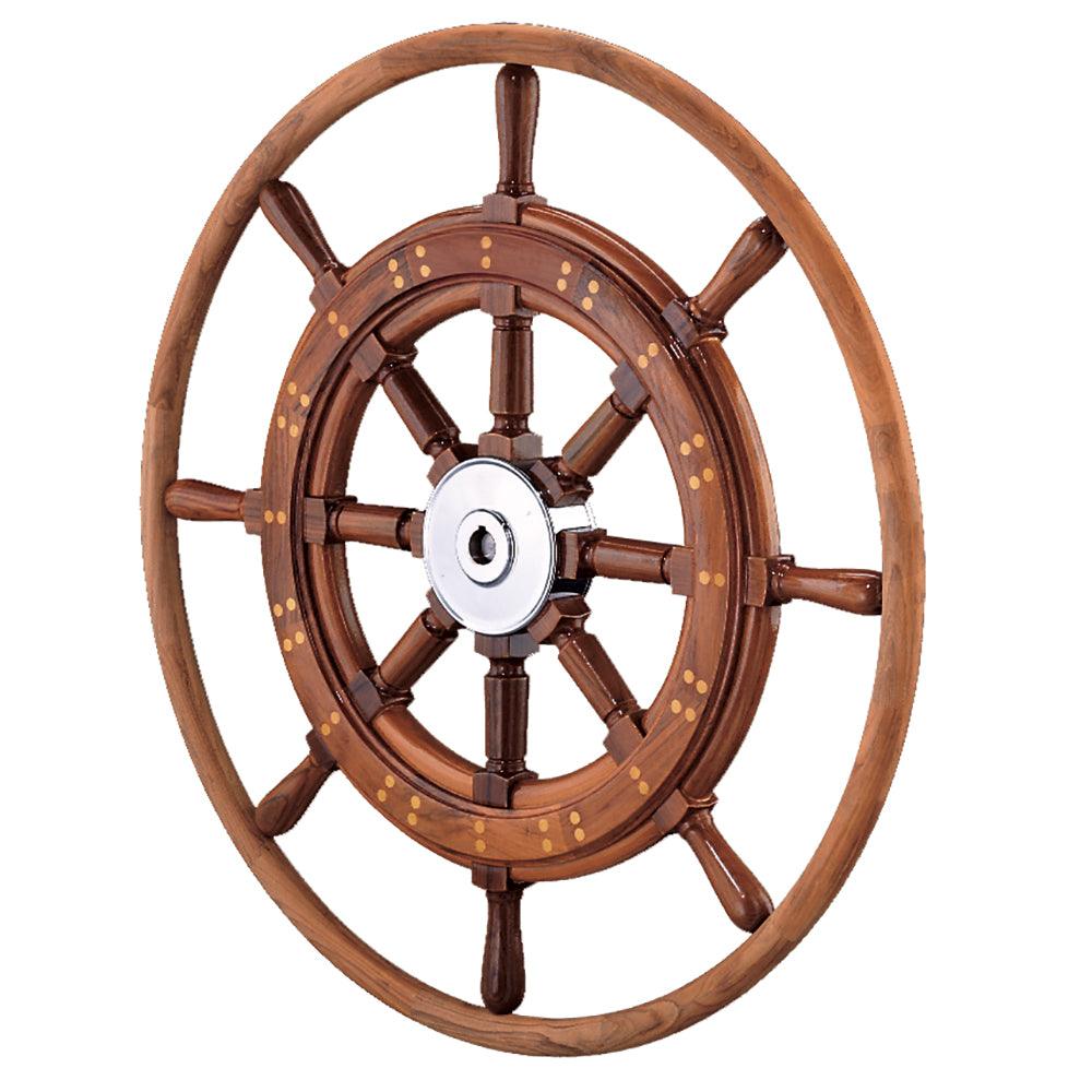 Edson 30" Teak Yacht Wheel w/Teak Rim & Chrome Hub - Boat Gear USA