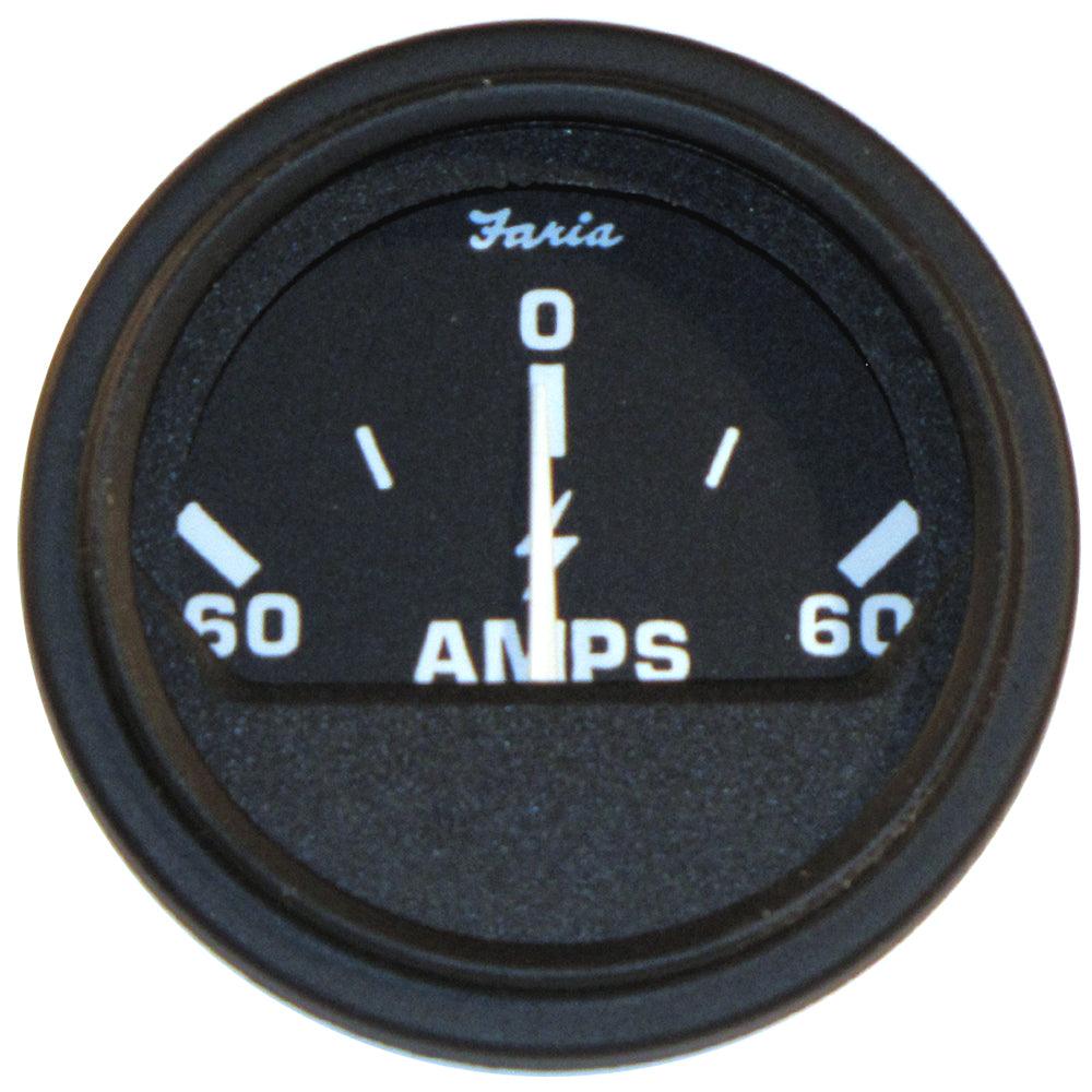 Faria 2" Heavy-Duty Ammeter (60-0-60) - Black - Boat Gear USA
