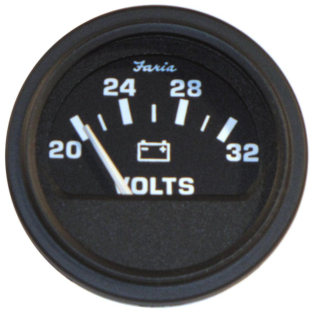 Faria 2" Heavy-Duty Voltmeter (14-32 VDC) - Black - Boat Gear USA