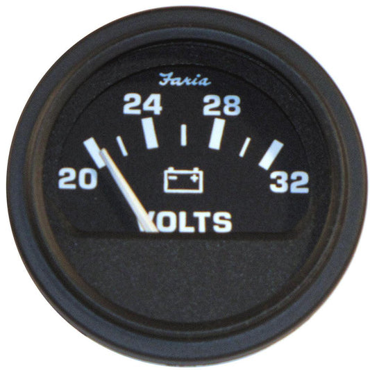 Faria 2" Heavy-Duty Voltmeter (14-32 VDC) - Black - Boat Gear USA