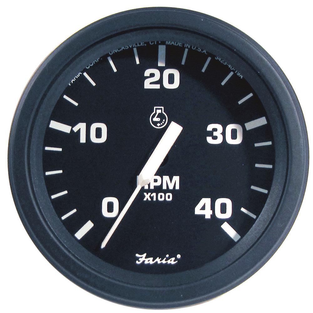 Faria 4" HD Tachometer (4000 RPM) Diesel (Mech Takeoff & Var Ratio Alt) - Black - Boat Gear USA