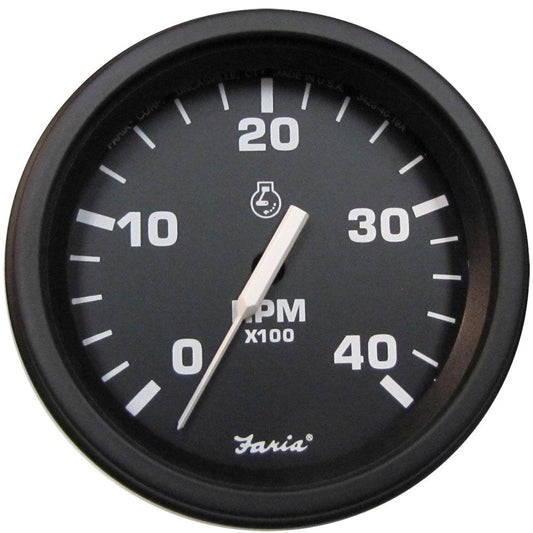 Faria 4" Heavy-Duty Tachometer (4000 RPM) (Diesel) Mag Pick-Up - Black w/Black Bezel - Boat Gear USA