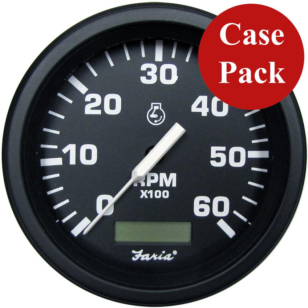Faria 4" Heavy-Duty Tachometer w/Hourmeter (6000 RPM) Gas - Black *Bulk Case of 12* - Boat Gear USA