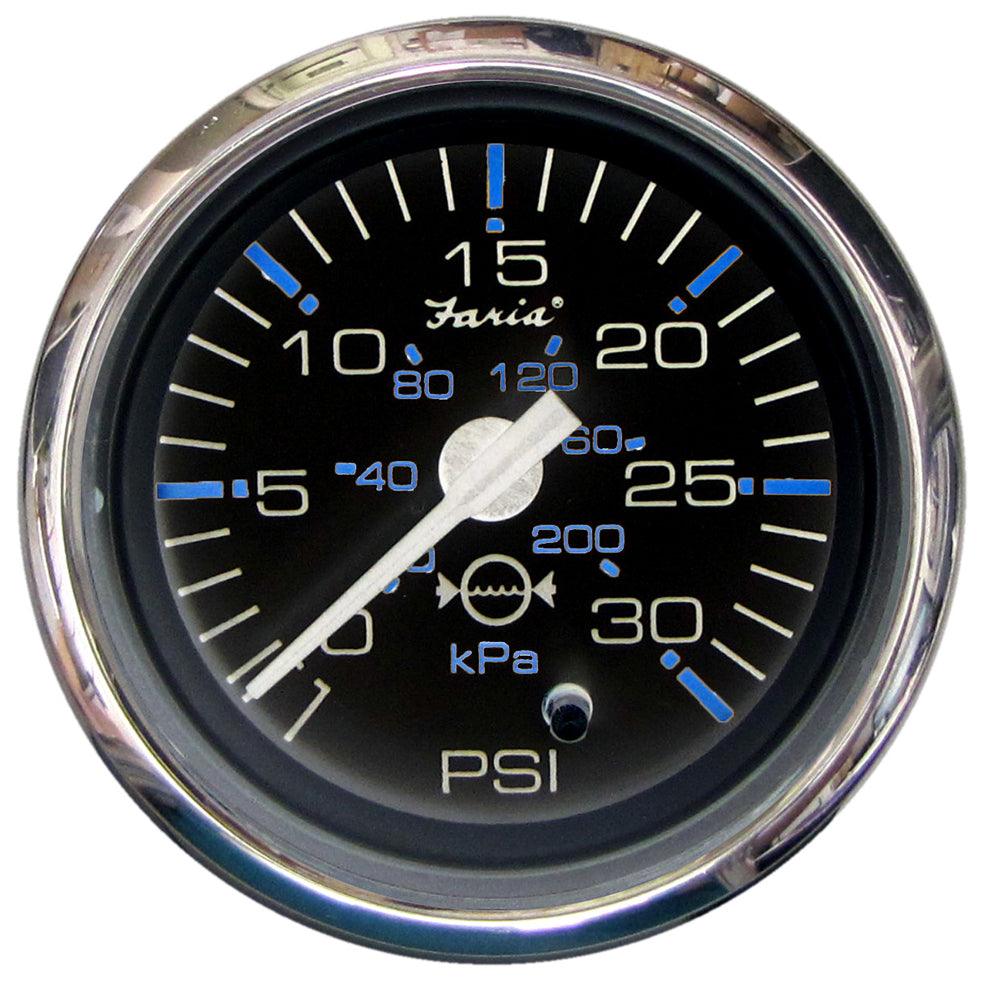 Faria Chesapeake Black 2" Water Pressure Gauge (30 PSI) - Boat Gear USA