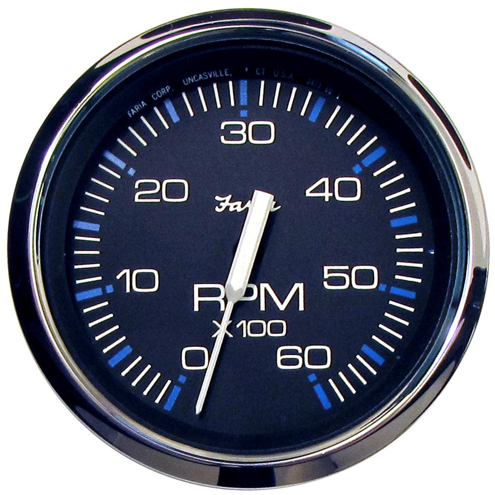 Faria Chesapeake Black 4" Tachometer - 6000 RPM (Gas) (Inboard & I/O) - Boat Gear USA