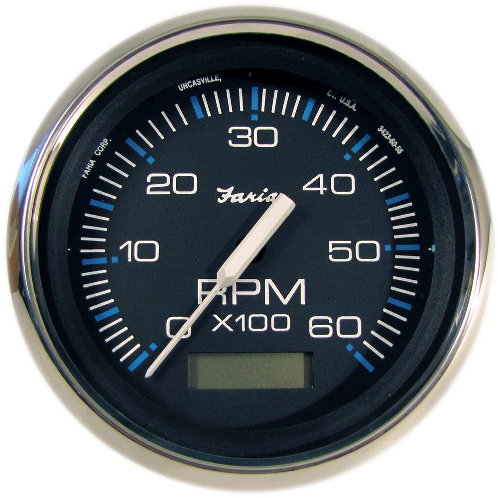 Faria Chesapeake Black 4" Tachometer w/Hourmeter - 6000 RPM (Gas) (Inboard) - Boat Gear USA