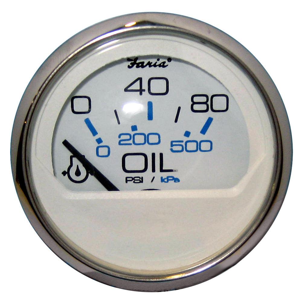 Faria Chesapeake White SS 2" Oil Pressure Gauge (80 PSI) - Boat Gear USA