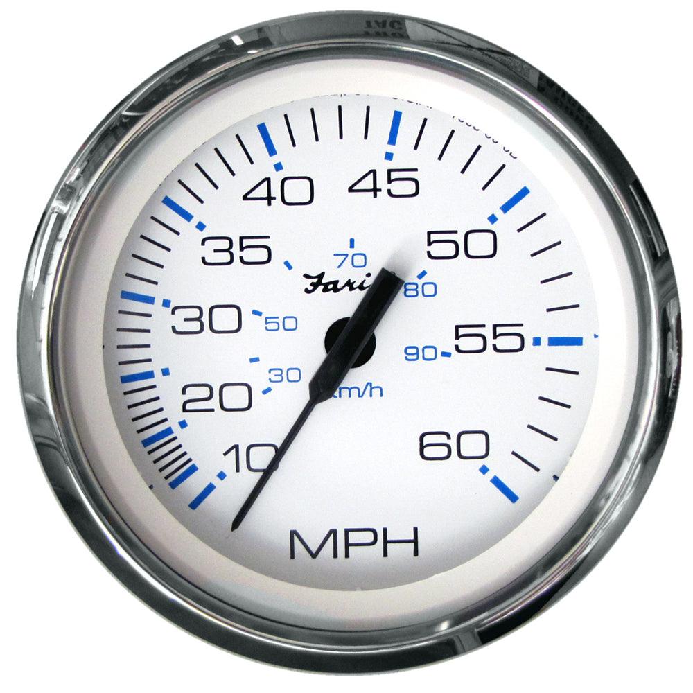 Faria Chesapeake White SS 4" Speedometer - 60MPH (Pitot) - Boat Gear USA