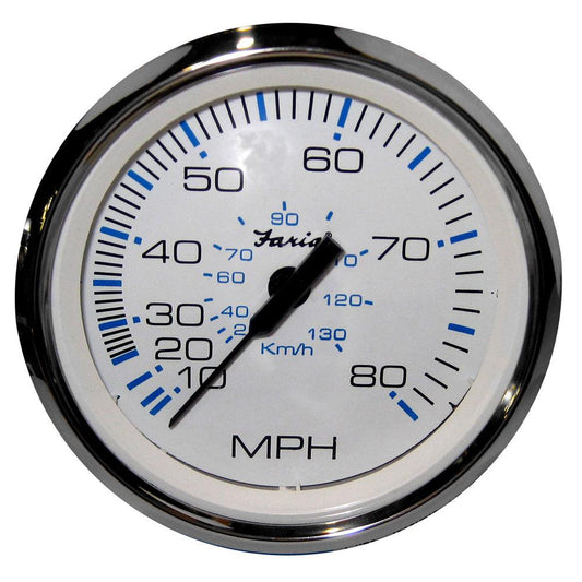 Faria Chesapeake White SS 4" Speedometer - 80MPH (Pitot) - Boat Gear USA