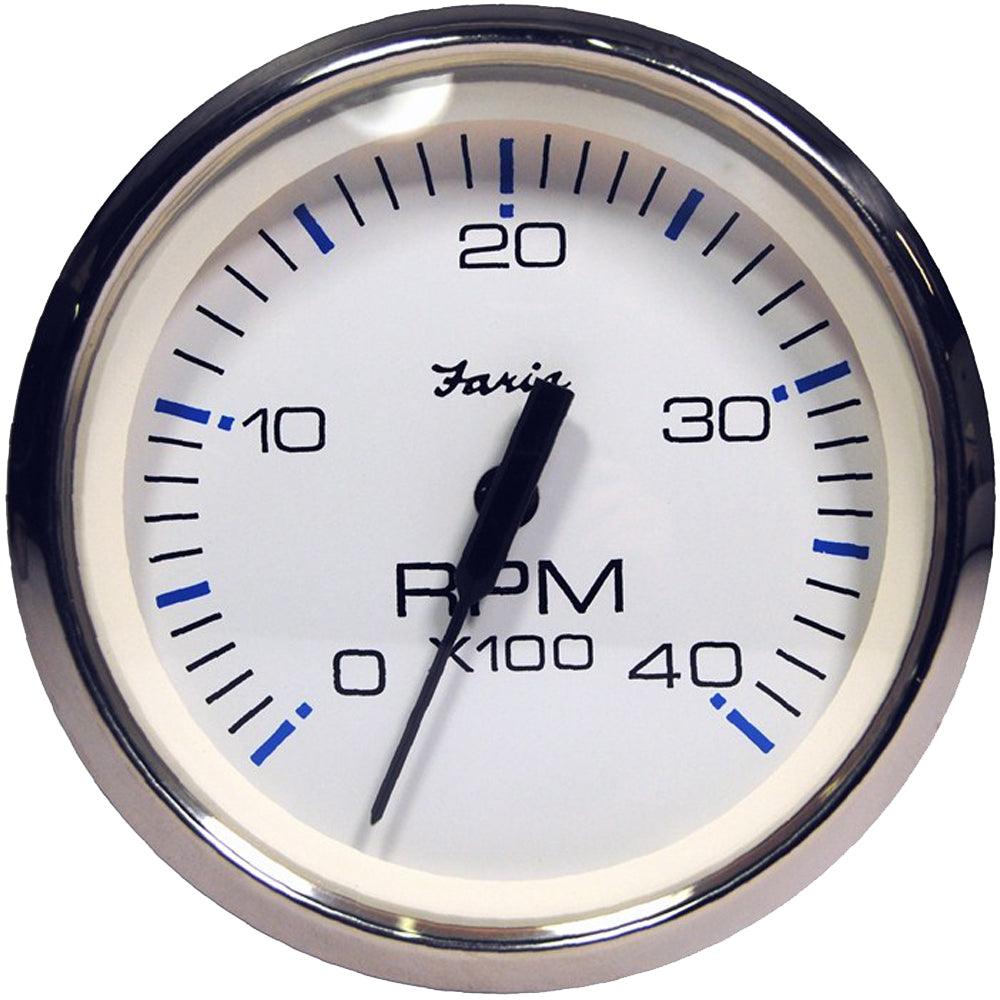 Faria Chesapeake White SS 4" Tachometer - 4000 RPM (Diesel) (Magnetic Pick-Up) - Boat Gear USA