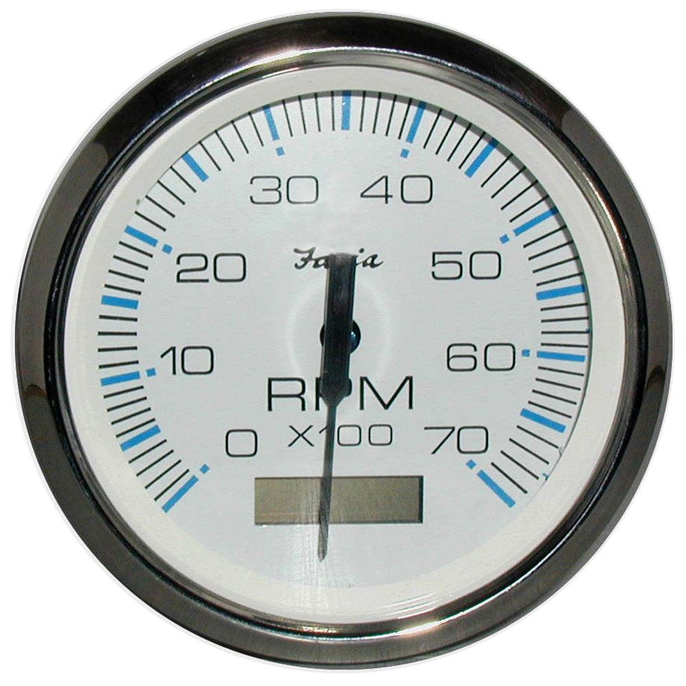 Faria Chesapeake White SS 4" Tachometer w/Hourmeter - 7000 RPM (Gas) (Outboard) - Boat Gear USA