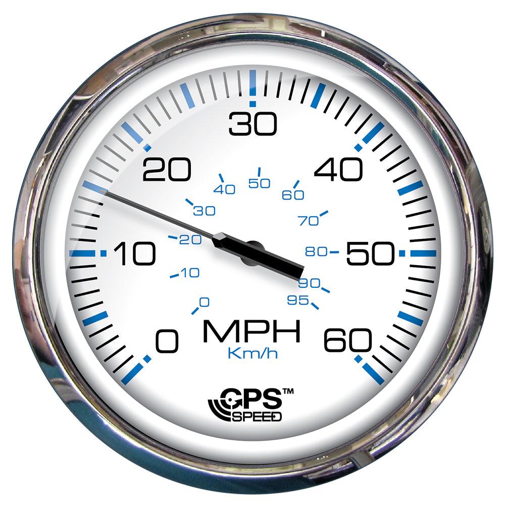 Faria Chesapeake White SS 5" Speedometer - 60 MPH (GPS)(Studded) - Boat Gear USA