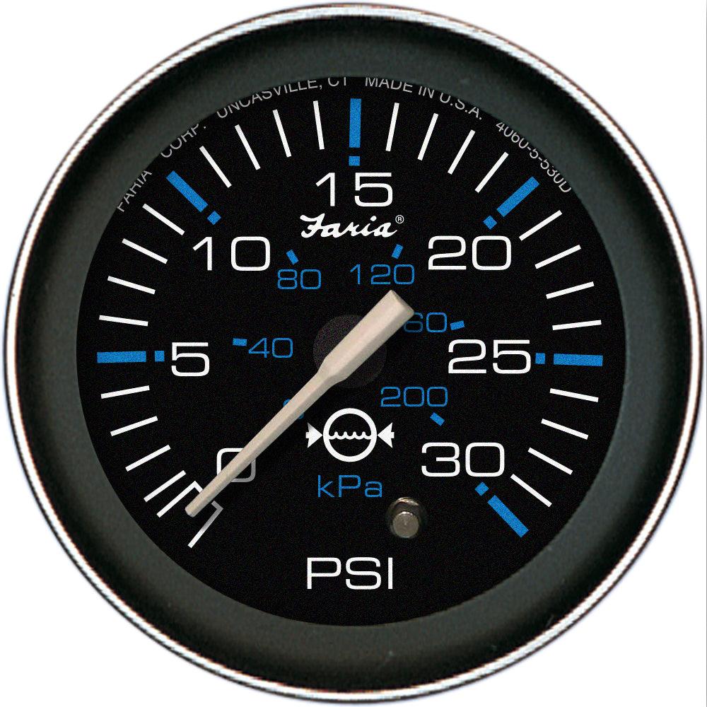 Faria Coral 2" Water Pressure Gauge (30 PSI) - Boat Gear USA