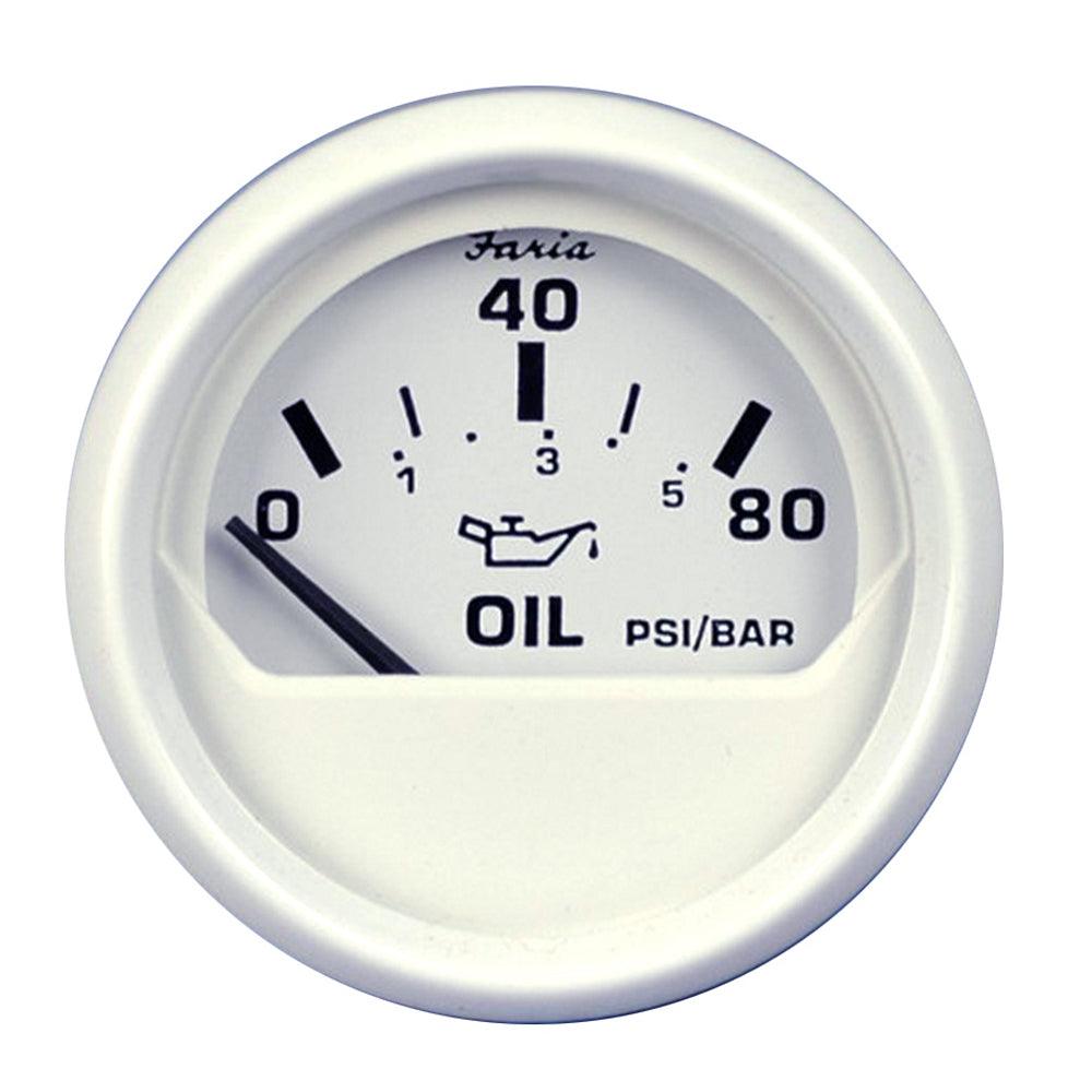 Faria Dress White 2" Oil Pressure Gauge (80 PSI) - Boat Gear USA