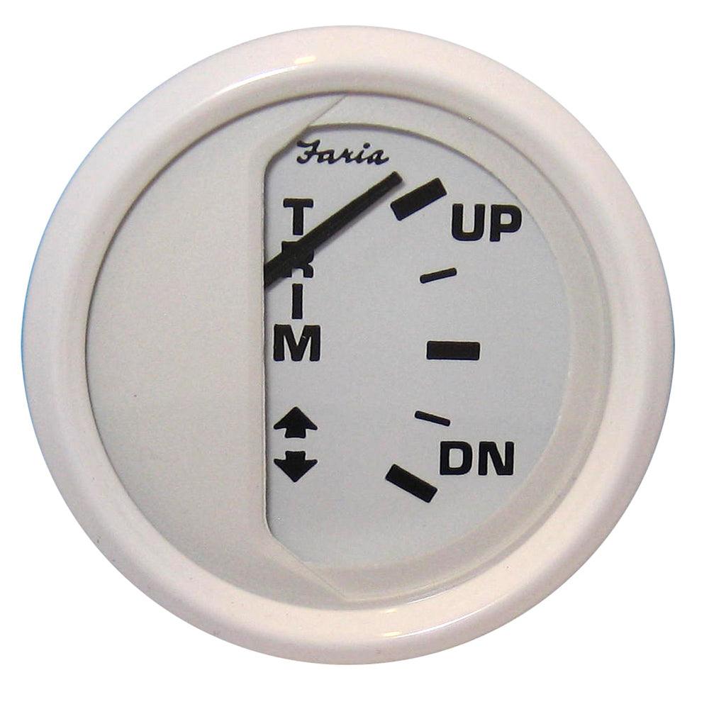 Faria Dress White 2" Trim Gauge (J/E/Suzuki Outboard) - Boat Gear USA