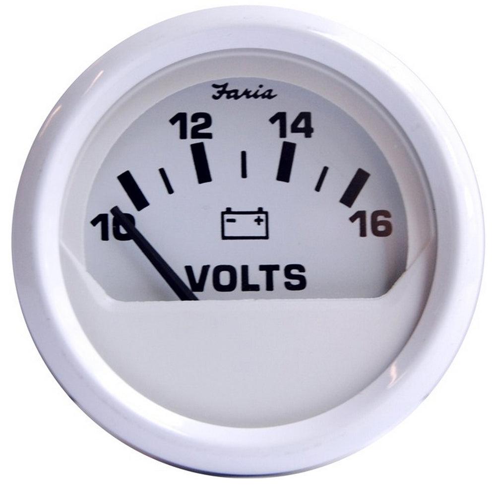 Faria Dress White 2" Voltmeter (10-16 VDC) - Boat Gear USA