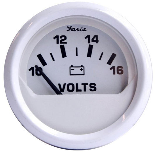 Faria Dress White 2" Voltmeter (10-16 VDC) - Boat Gear USA