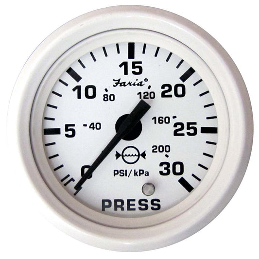 Faria Dress White 2" Water Pressure Gauge (30 PSI) - Boat Gear USA