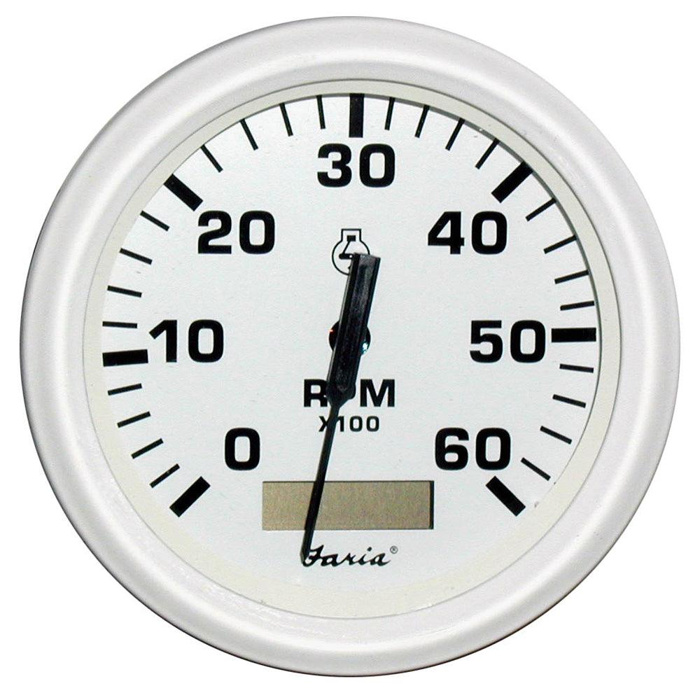 Faria Dress White 4" Tachometer w/Hourmeter - 6000 RPM (Gas) (Inboard) - Boat Gear USA