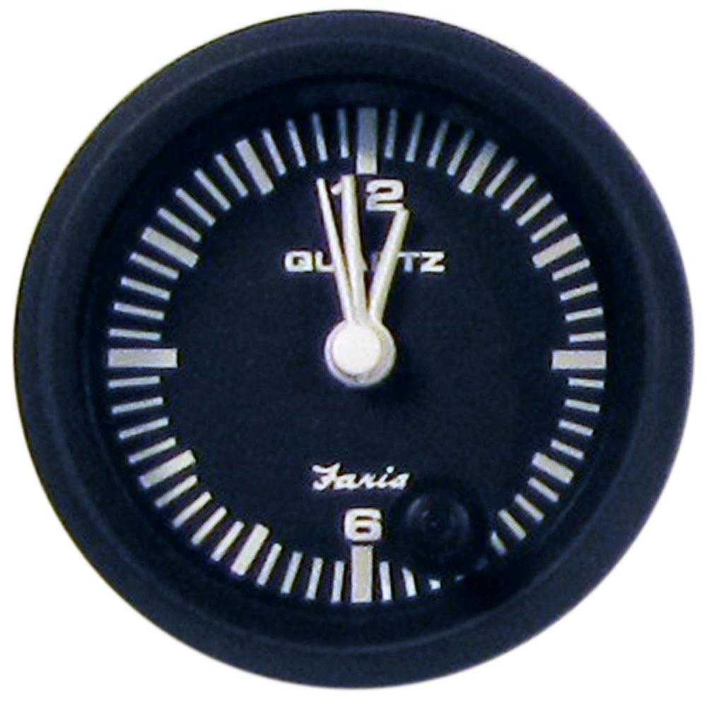 Faria Euro Black 2" Clock - Quartz (Analog) - Boat Gear USA