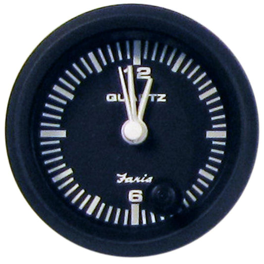 Faria Euro Black 2" Clock - Quartz (Analog) - Boat Gear USA