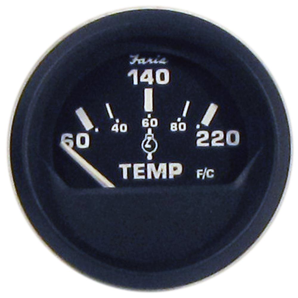 Faria Euro Black 2" Cylinder Head Temperature Gauge (60 to 220° F) with Sender - Boat Gear USA