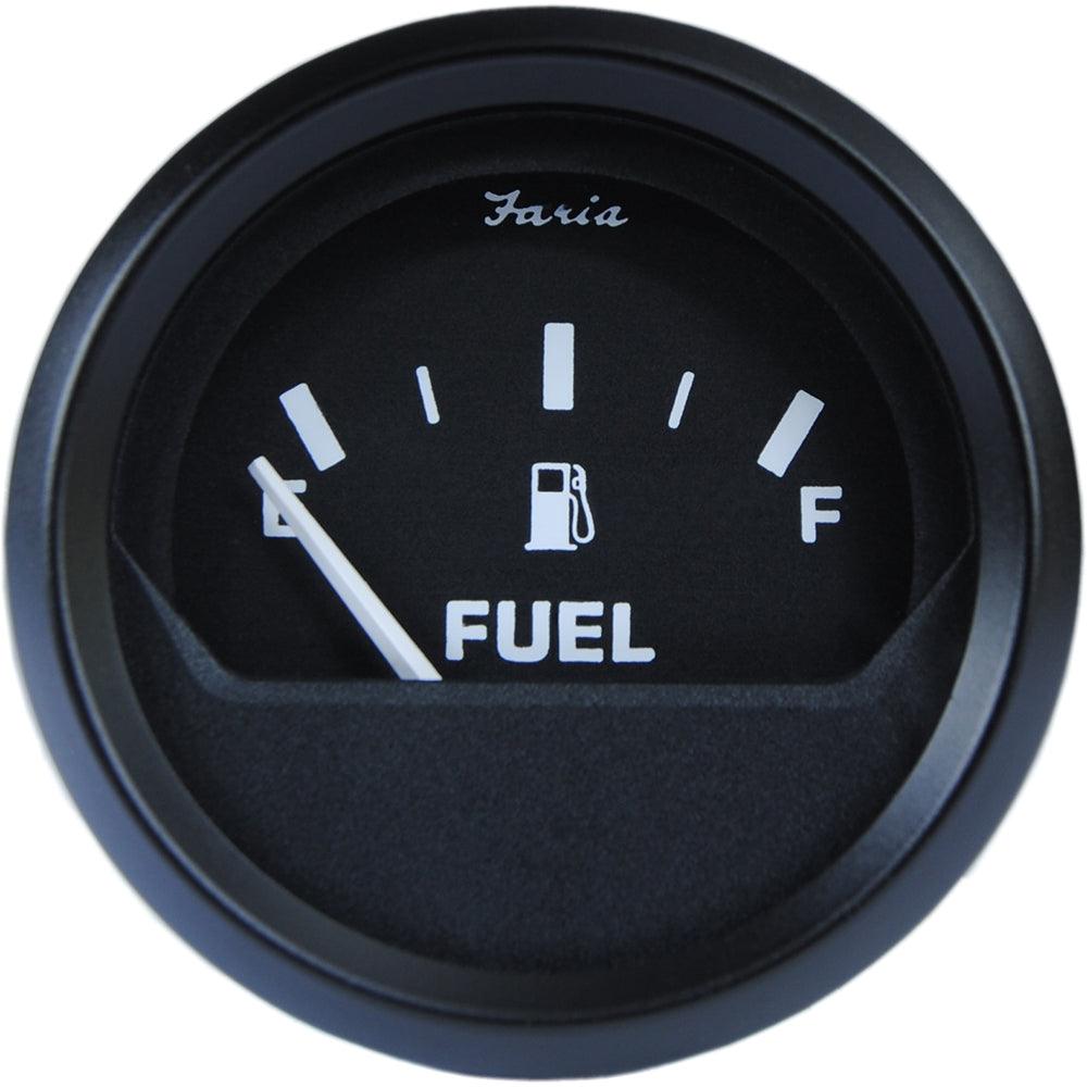 Faria Euro Black 2" Fuel Level Gauge - Metric - Boat Gear USA