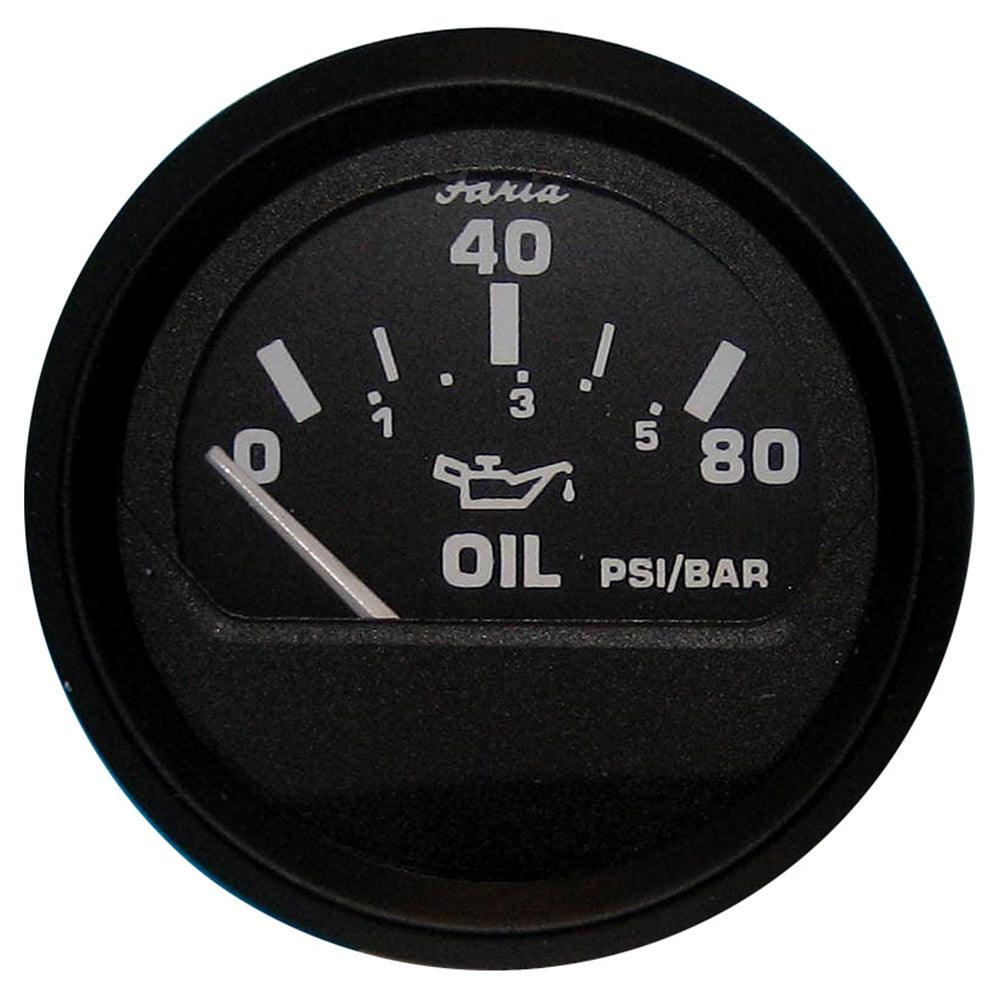 Faria Euro Black 2" Oil Pressure Gauge (80 PSI) - Boat Gear USA